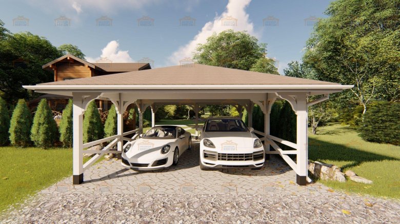 Навес для автомобиля деревянный