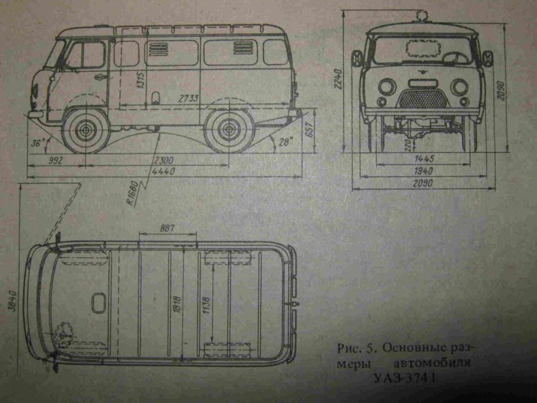 Чертеж кузова уаз буханк