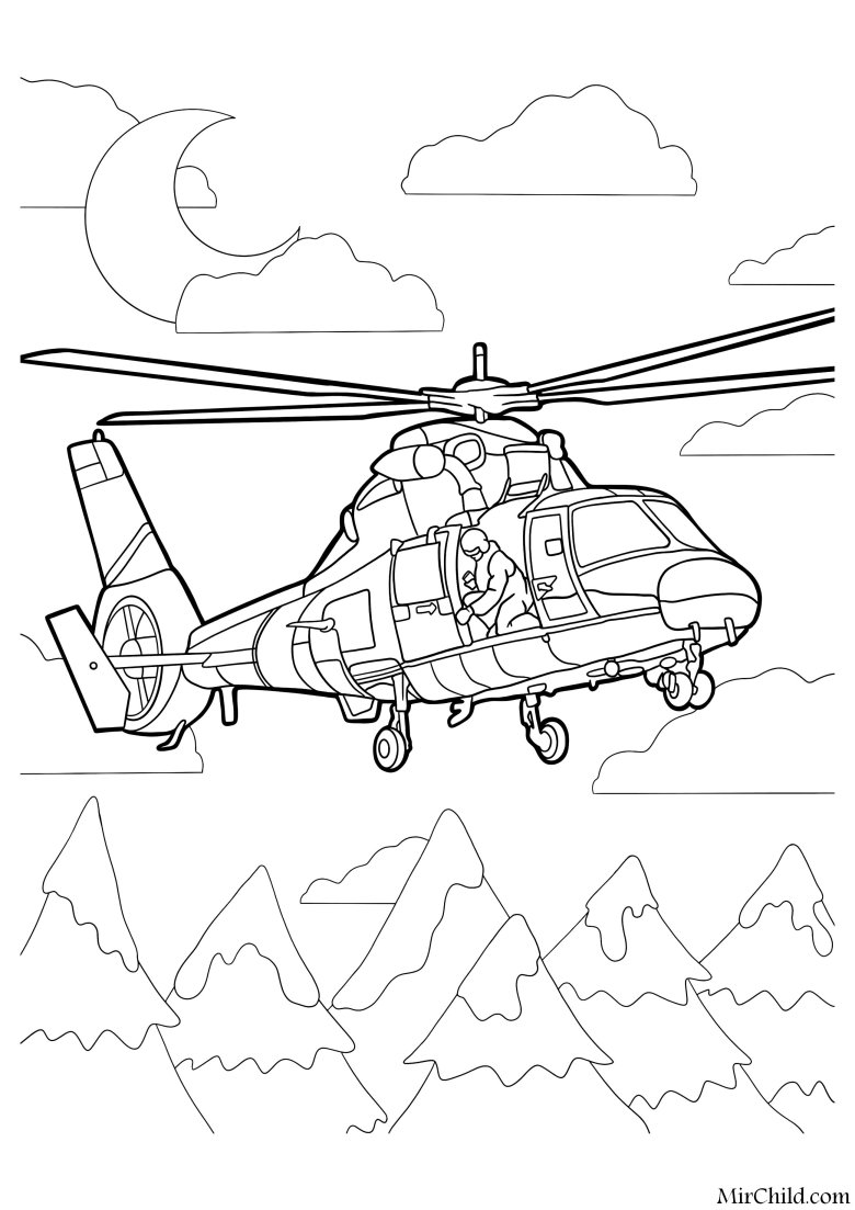 Разукрашка вертолет