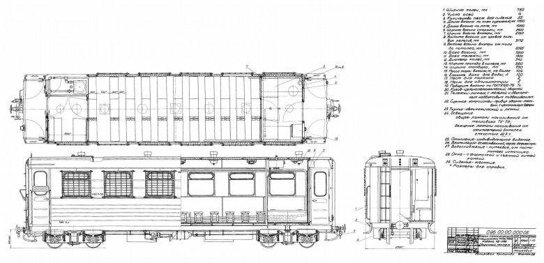 Чертёж пассажирского вагона ужд