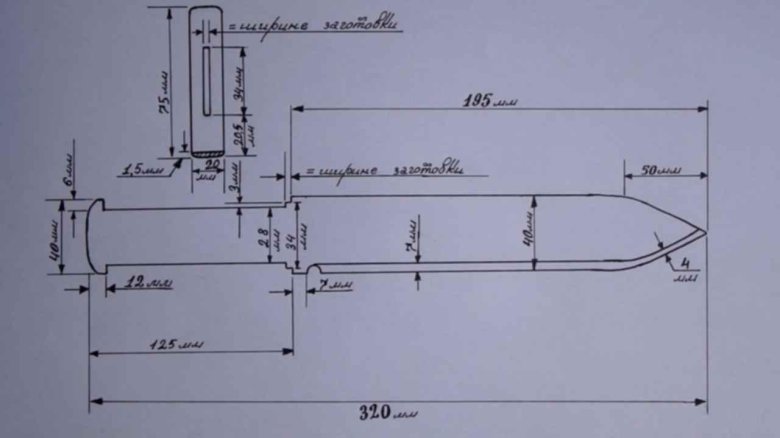 Нож чернолесье чертеж