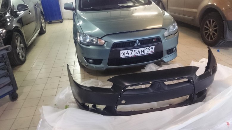 Бампер передний mitsubishi lancer 10 рестайлинг