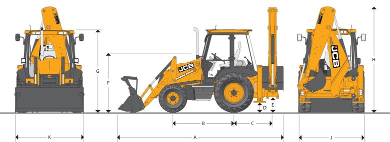 Высота экскаватора погрузчика jcb 3 cx