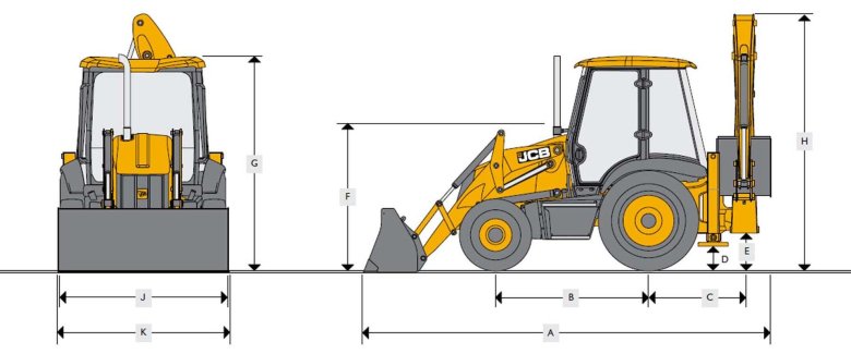 Высота экскаватора погрузчика jcb 3 cx