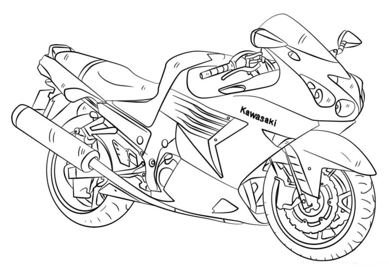 Раскраска мотоцикл кавасаки