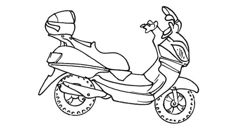 Раскраска мотоцикл для детей