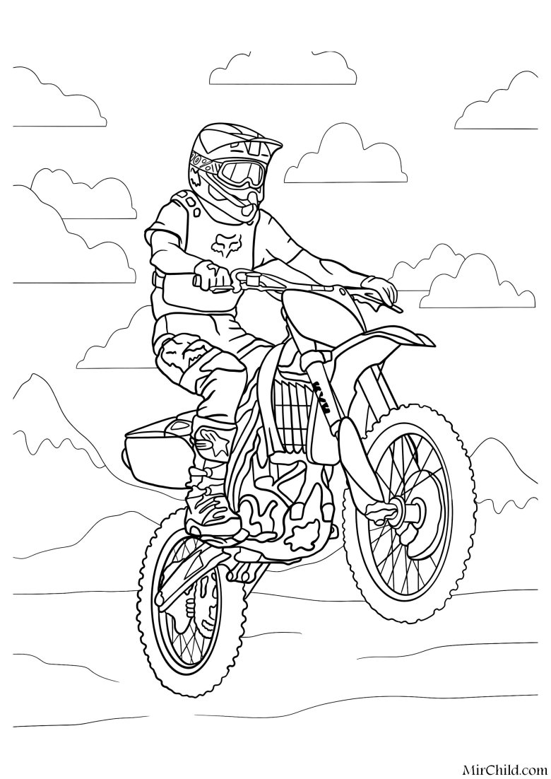 Раскраска мотоцикл эндуро