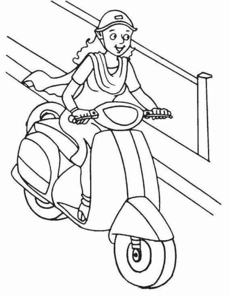 Раскраска скутер