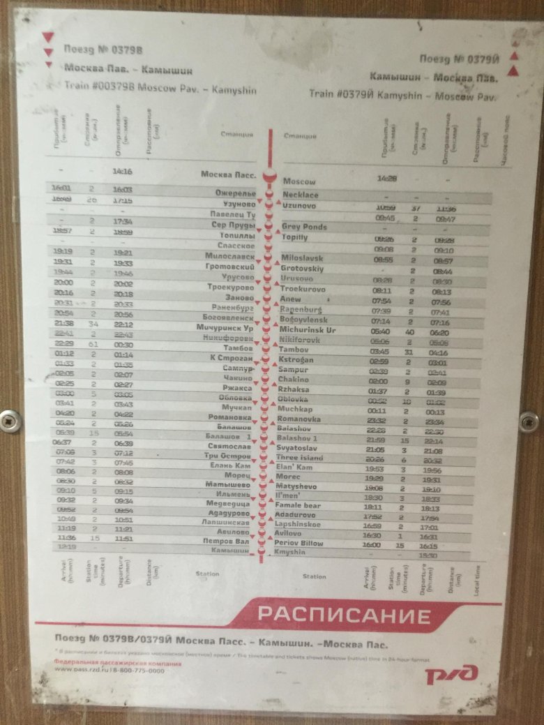 Поезд камышин москва расписание