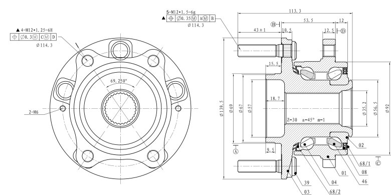 Ступица задняя в сборе l r