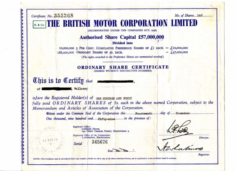 Stock certificates