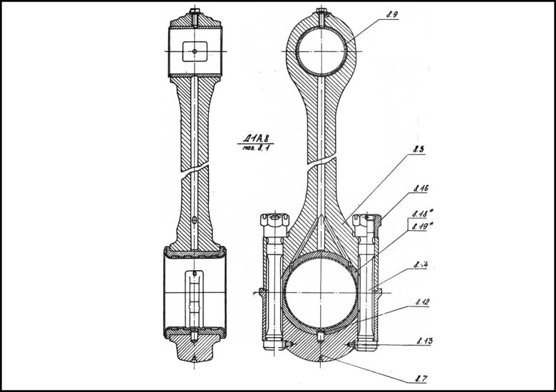 Шатун двигателя ЯМЗ 236 чертеж