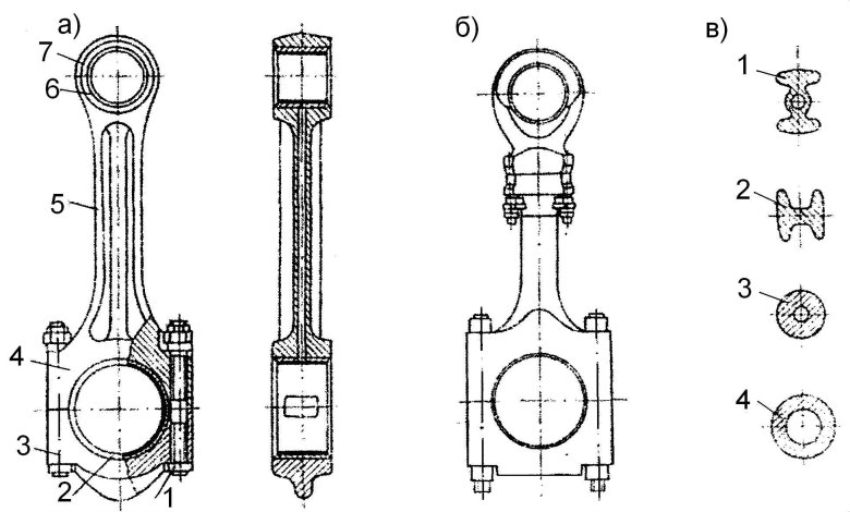 Чертёж шатун крейцкопфного двигателя