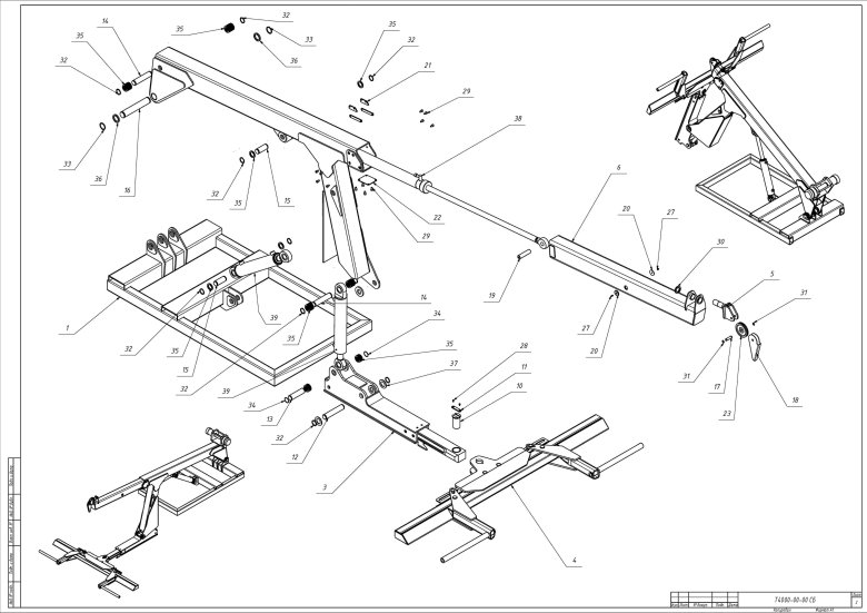 Чертеж прицепа подката с поворотной платформой