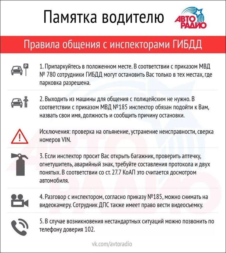 Памятка водителю