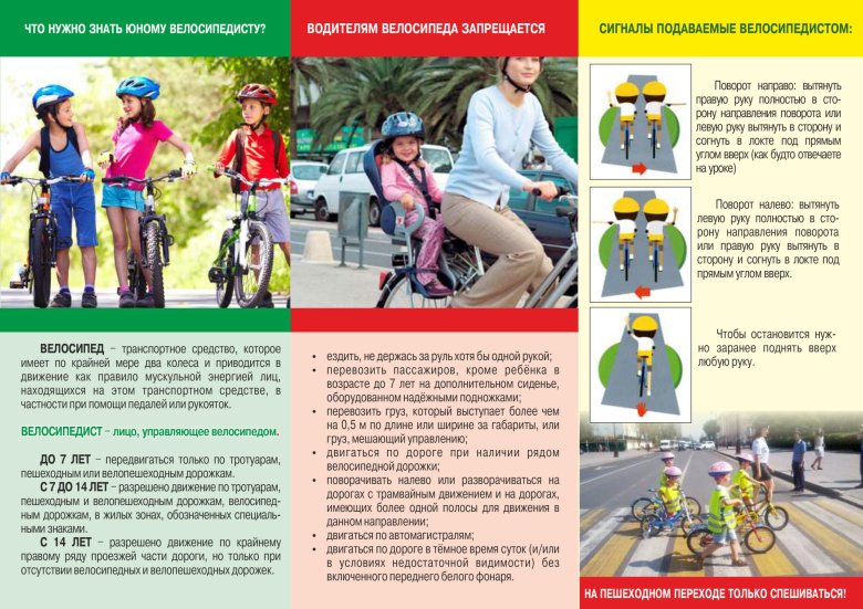 Памятка ПДД для велосипедистов для детей