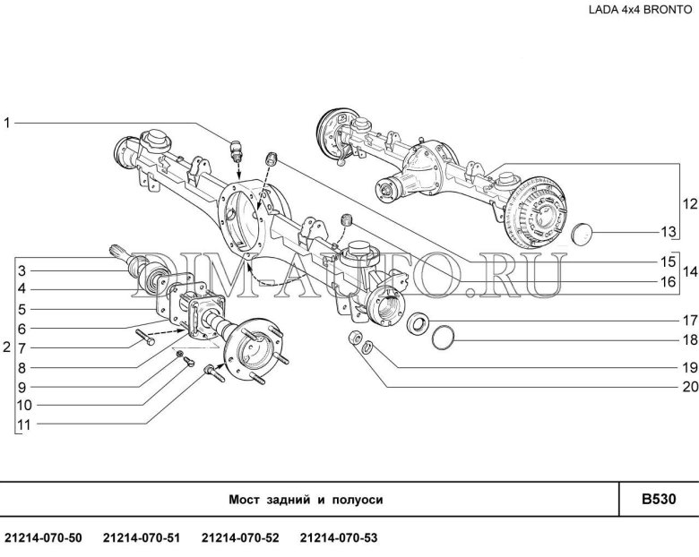 Нива 2123 задняя полуось схема