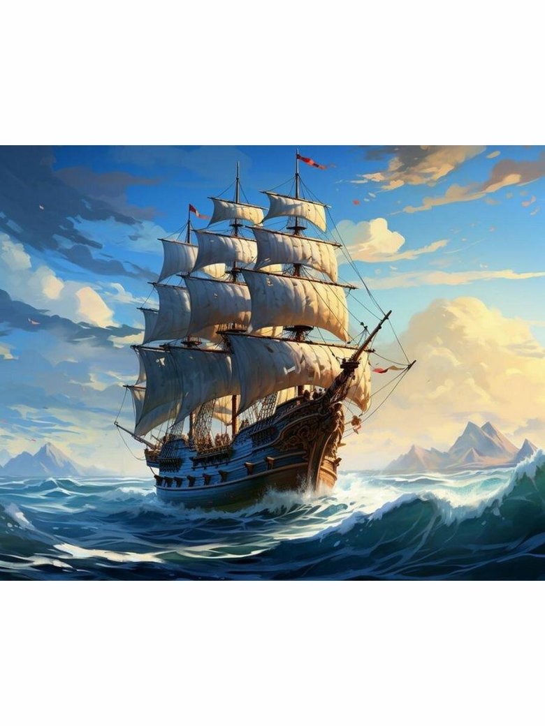 Картина по номерам парусник в море