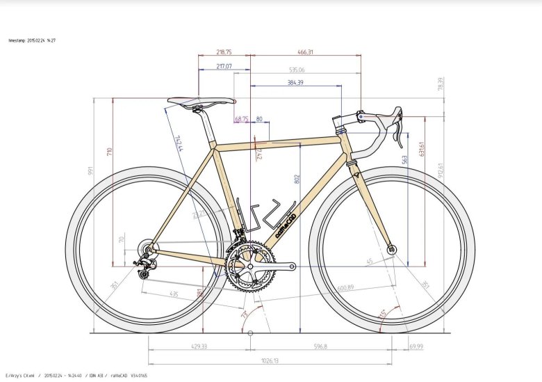 Чертеж велосипеда сбоку сверху