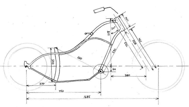 Чертеж рамы МТБ велосипеда
