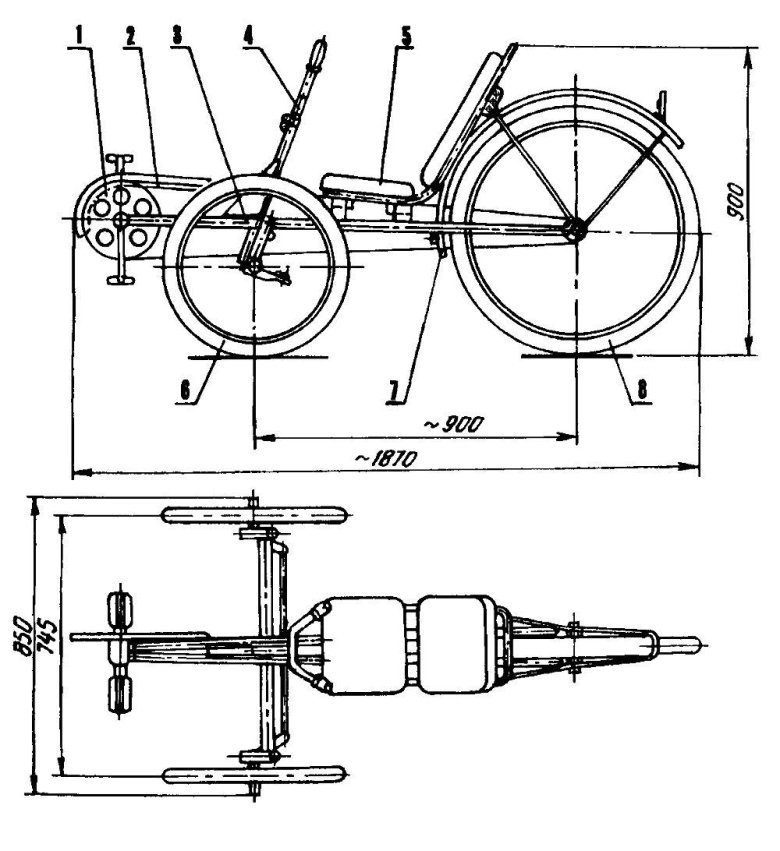 Велосипед лигерад 3 колёсный чертеж