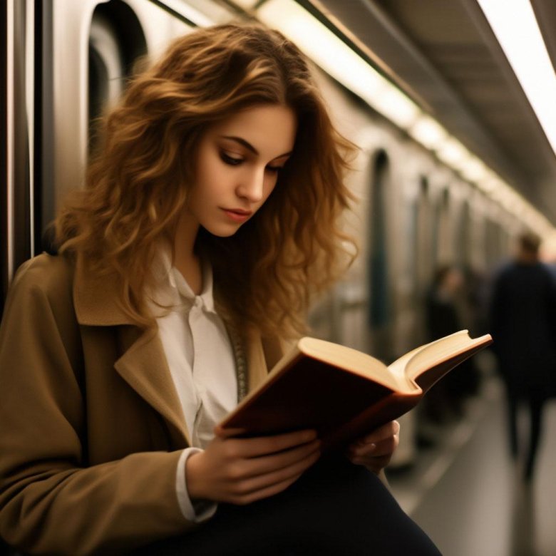 Девушка читает книги