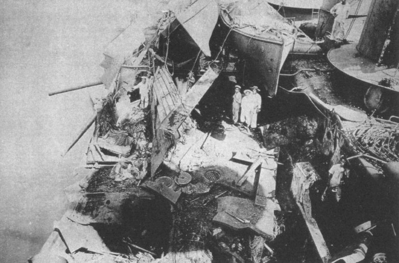 Повреждения крейсера Ивате