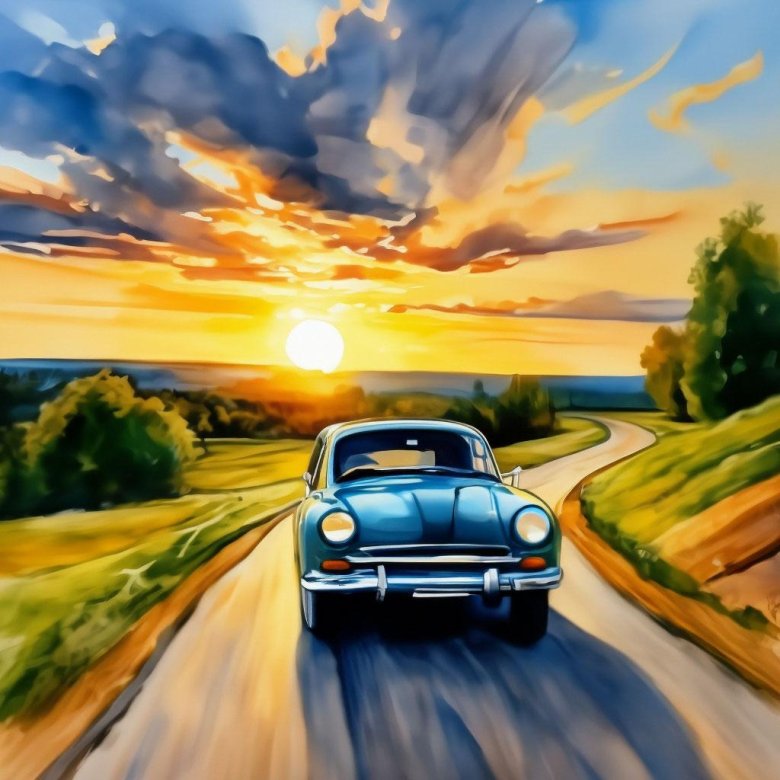 Пейзаж с машиной