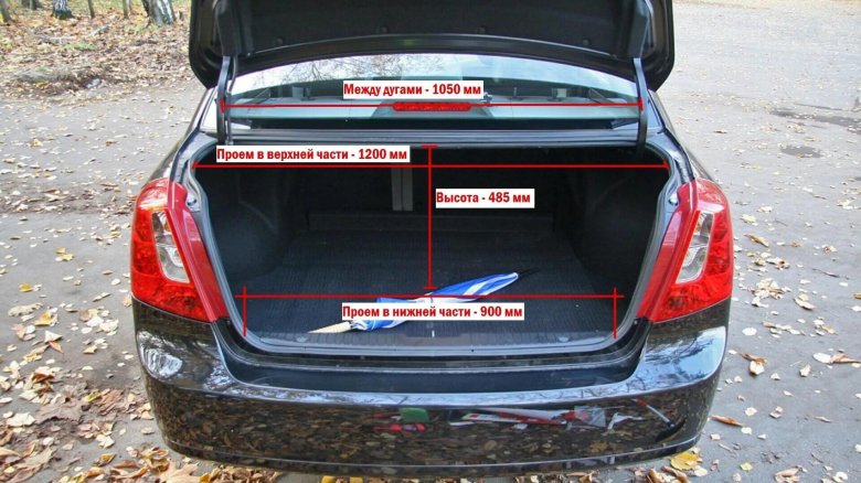 Габариты багажника Лачетти седан