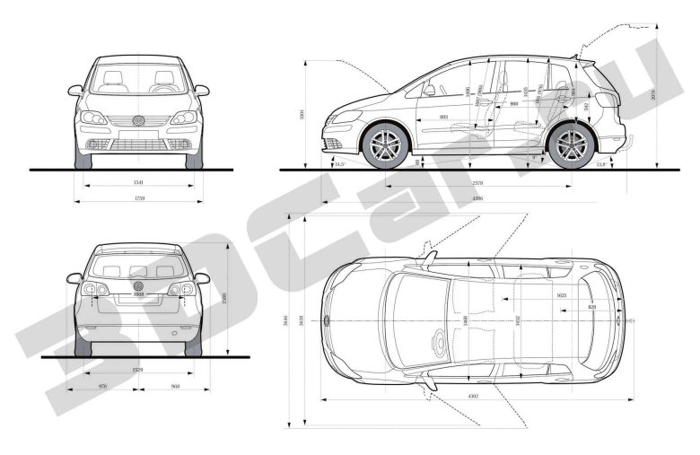Габаритные Размеры Фольксваген гольф плюс