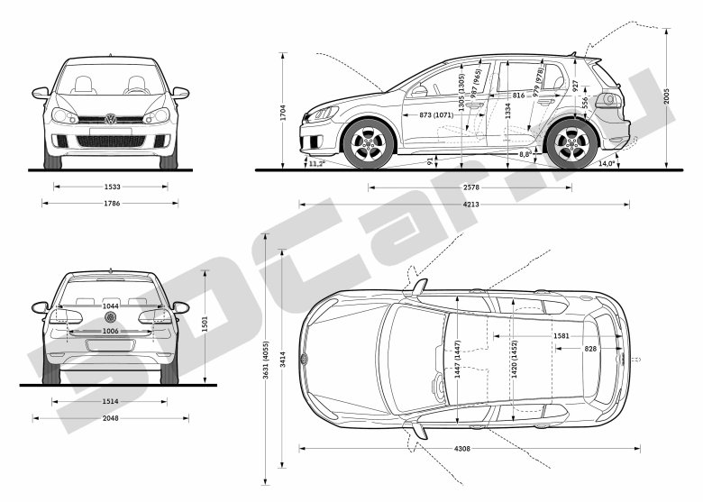 Фольксваген гольф 6 Габаритные Размеры