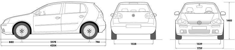 Габариты Фольксваген гольф 4 хэтчбек