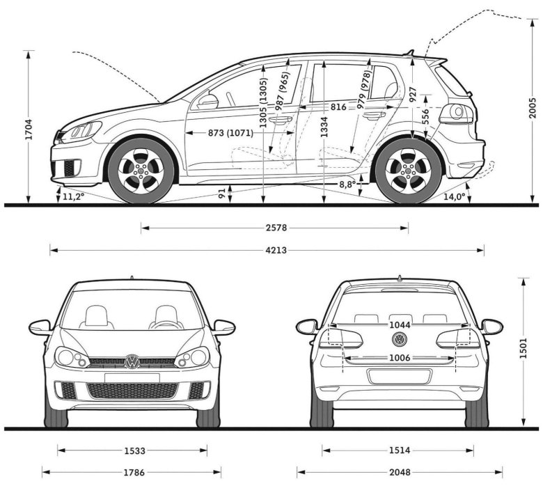 Фольксваген гольф 6 размер багажника