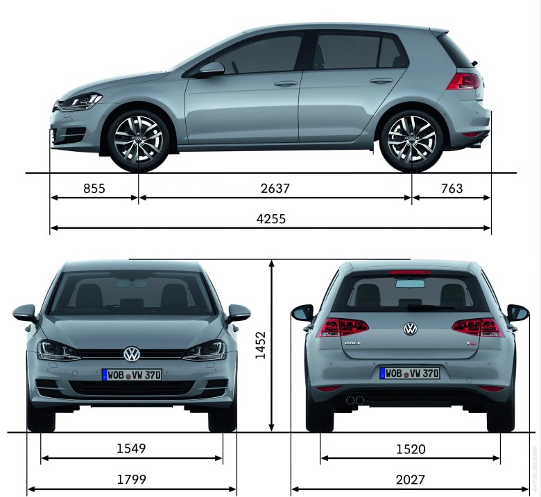Volkswagen Golf 7 габариты