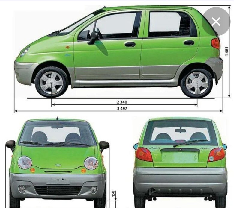 Габариты Дэу Матиз 2007