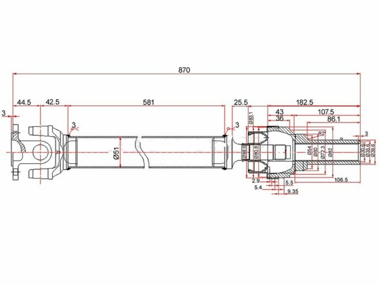 Вал карданный St 10s-BW-11g*1000