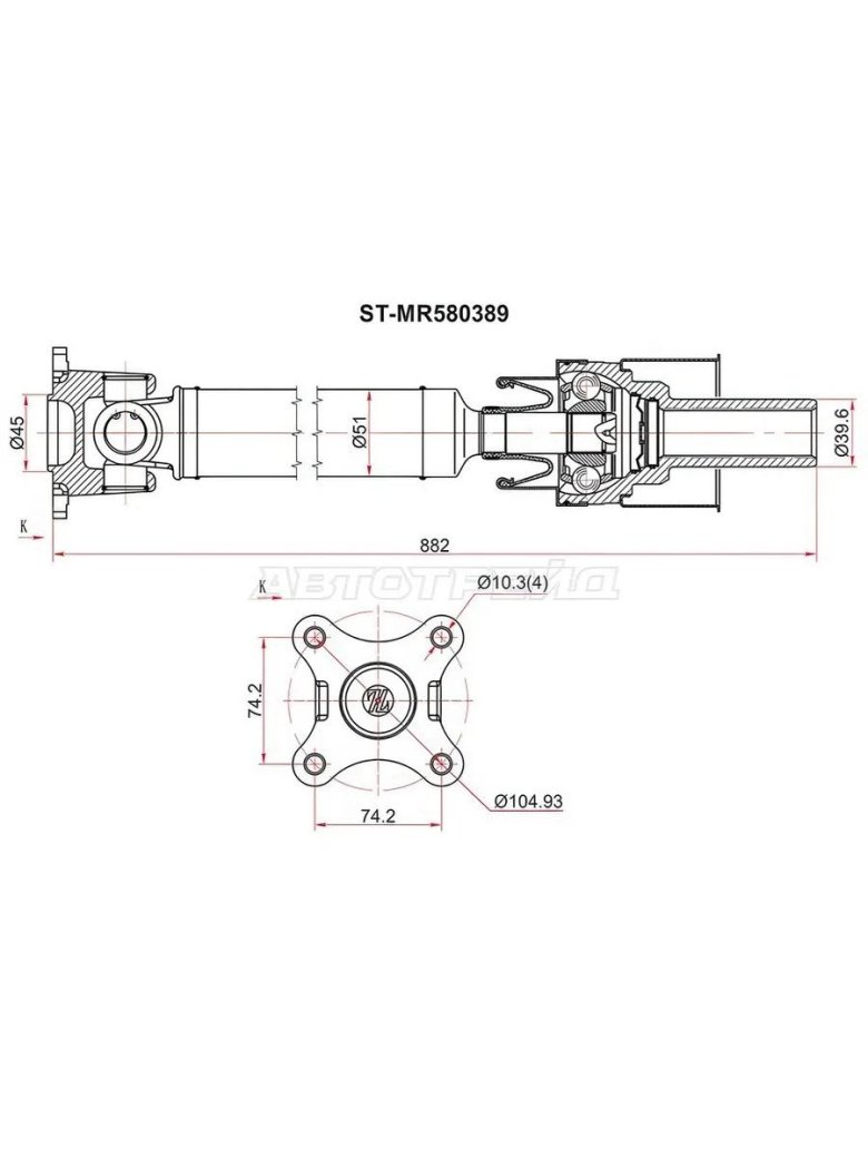 Карданный вал mitsubishi pajero