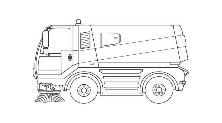 Уборочная машина раскраска для детей