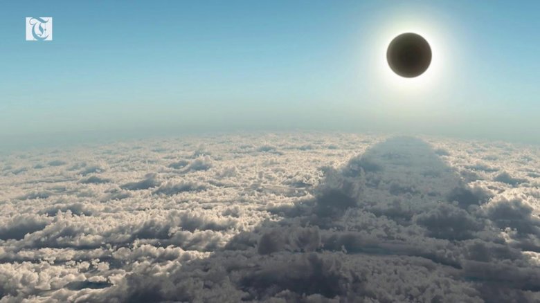 Солнечное затмение с борта самолета