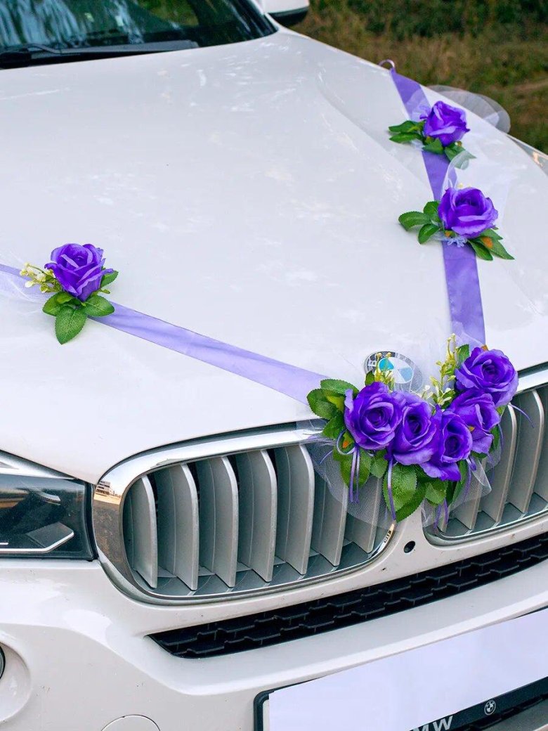 Свадебная лента на машину молодоженов украшение