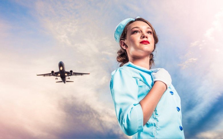 Небо самолет девушка