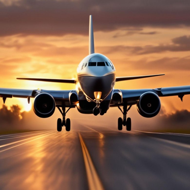 Самолет на фоне заката