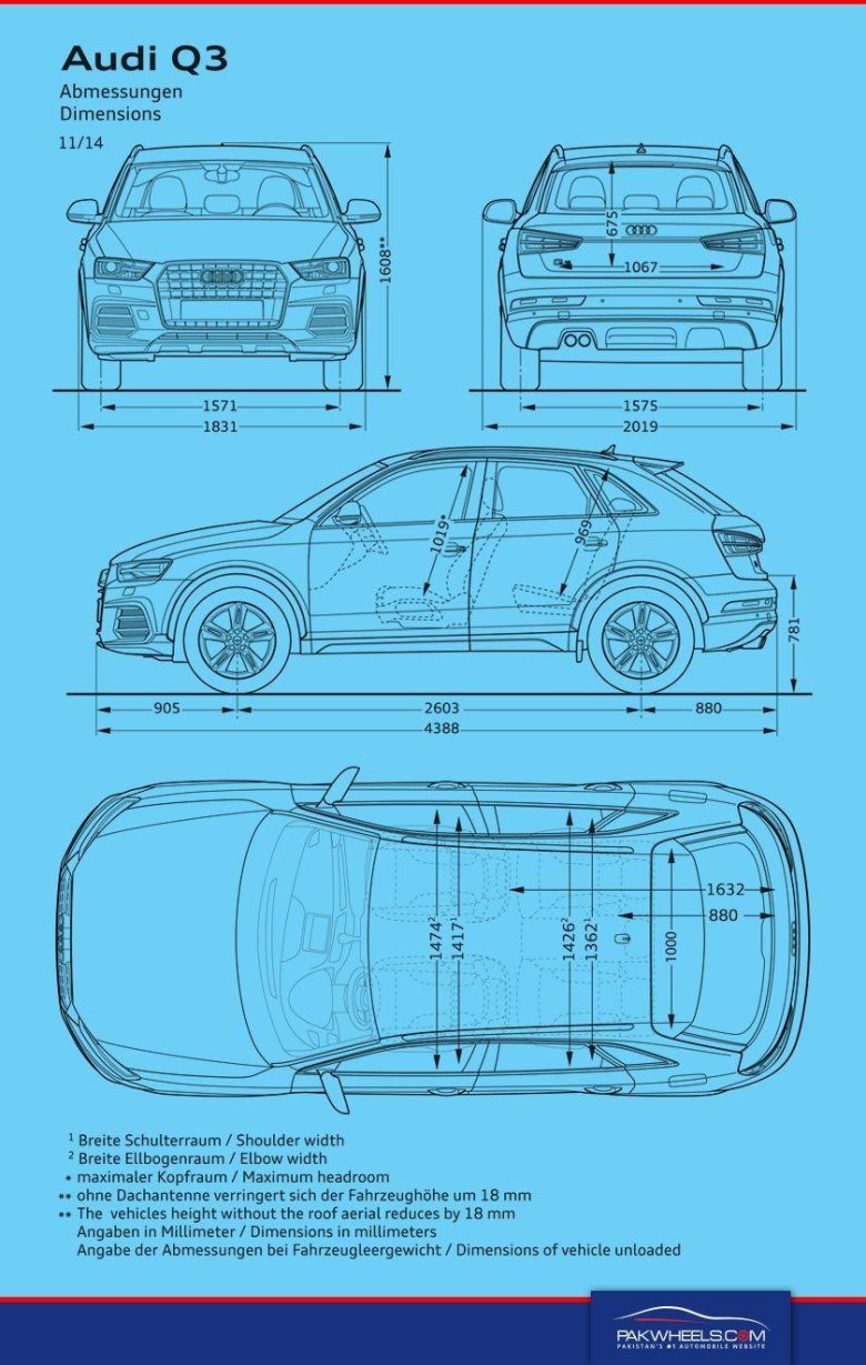 Audi q3 габариты салона