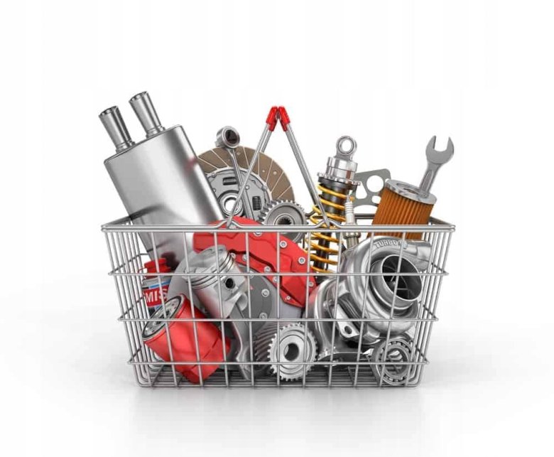 Корзина с автозапчастями