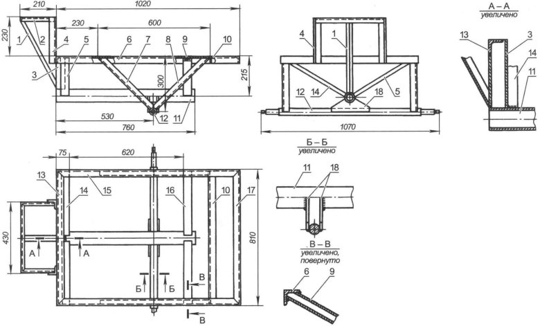 Телега для мотоблока Размеры чертеж