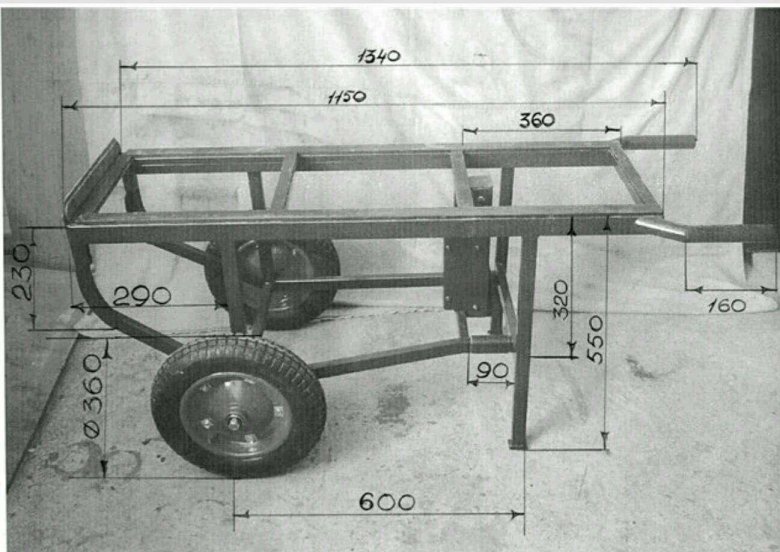 Чертеж тележки для мотоблока