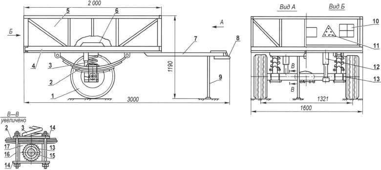 Чертеж прицепа одноосного для трактора т-25