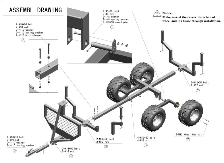 Чертеж прицепа для квадроцикла Trailer