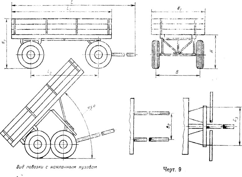Самосвальный прицеп для мотоблока чертежи