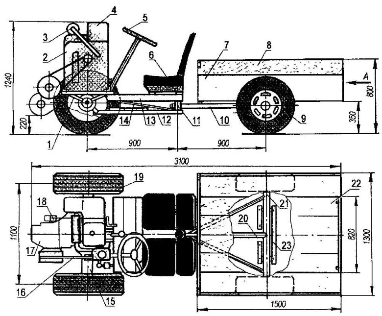 Трактор переломка 4х4 чертежи